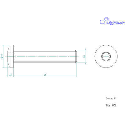 Vis LIGHTECH M5 X 25 Type 1009 Ergal argent à l'unité