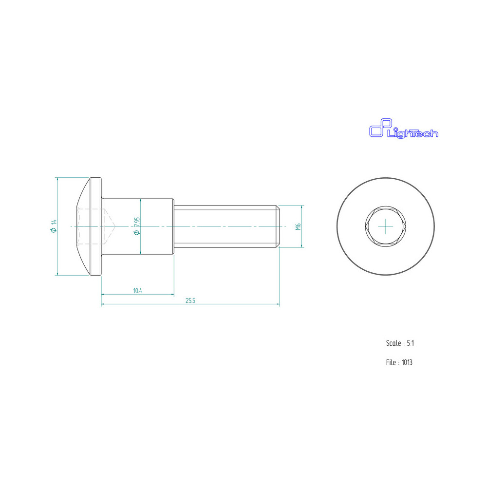 Vis LIGHTECH M6 X 25,5 Type 1013 Ergal rouge à l'unité