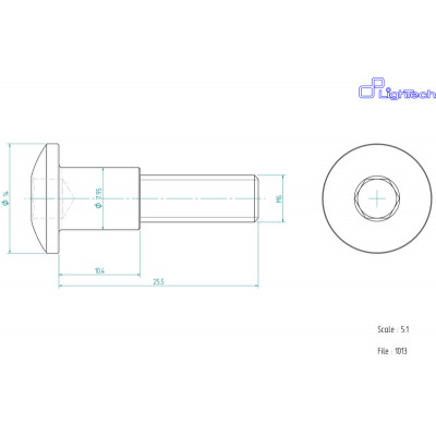 Vis LIGHTECH M6 X 25,5 Type 1013 Ergal argent à l'unité