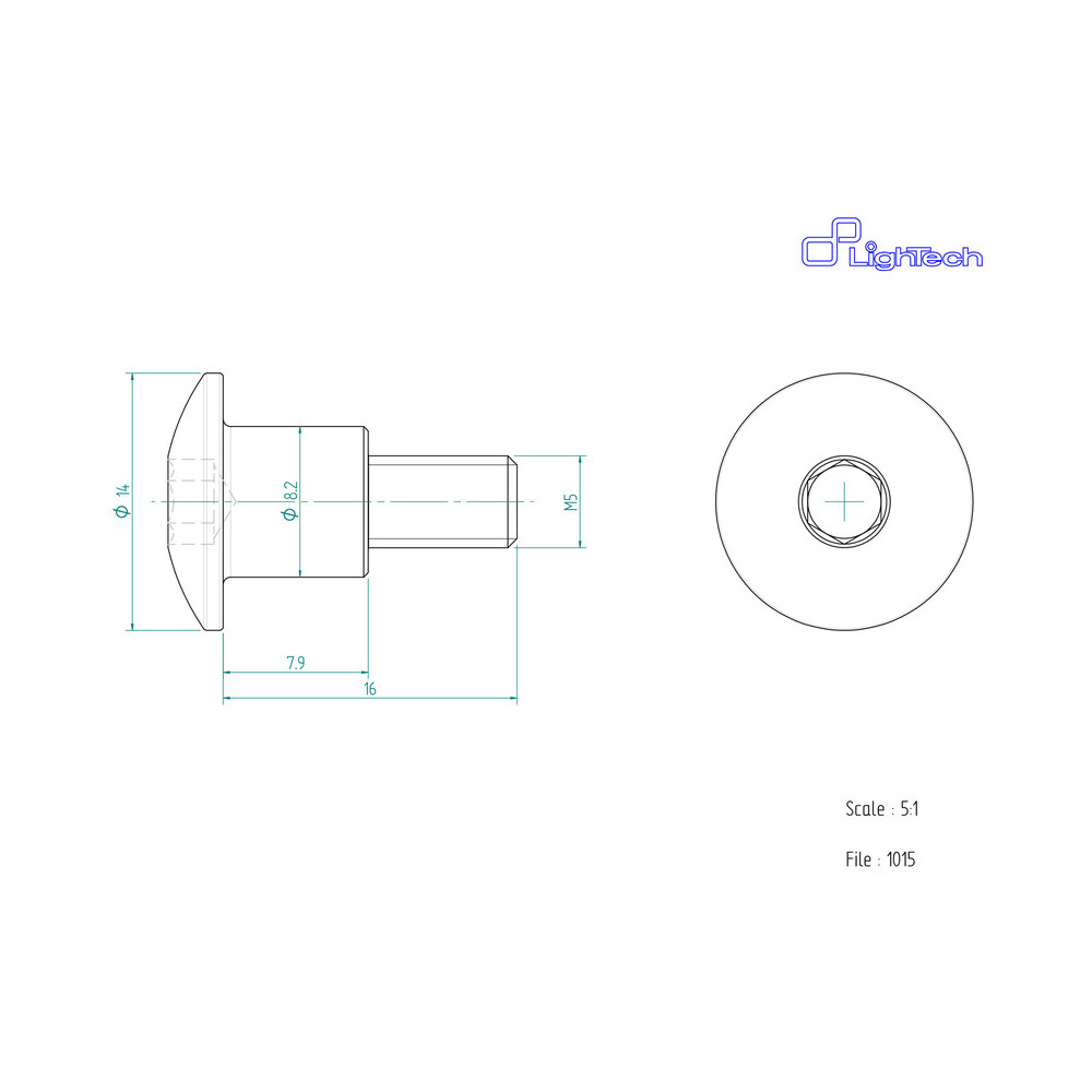 Vis LIGHTECH M5 X 16 Type 1015 Ergal or à l'unité