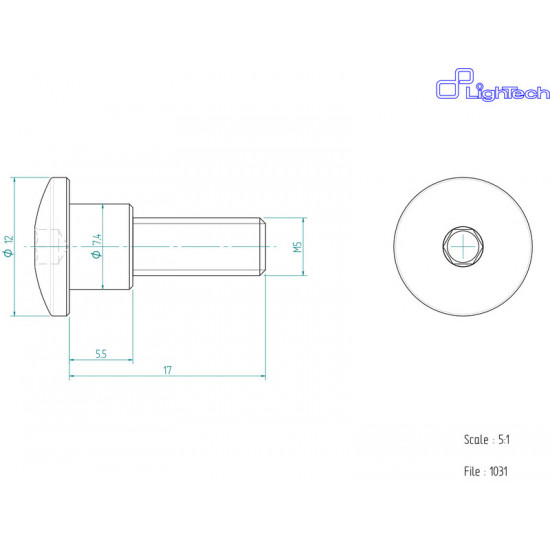 Vis LIGHTECH M5 X 17 Type 1031 Ergal or à l'unité