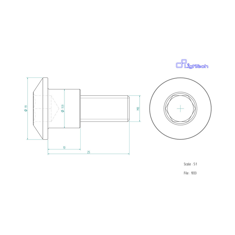 Vis LIGHTECH M8 X 25 Type 1033 Ergal rouge à l'unité