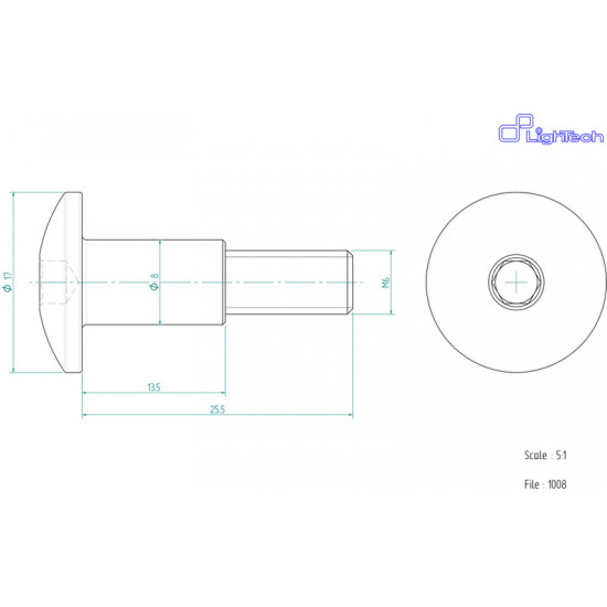 Vis LIGHTECH M6 X 25,5 Type 1008 Ergal argent à l'unité