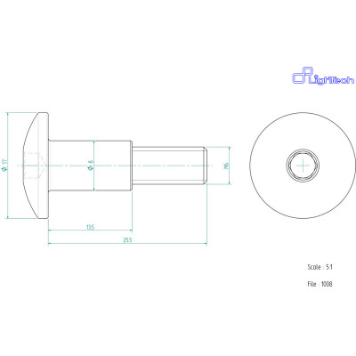 Vis LIGHTECH M6 X 25,5 Type 1008 Ergal argent à l'unité