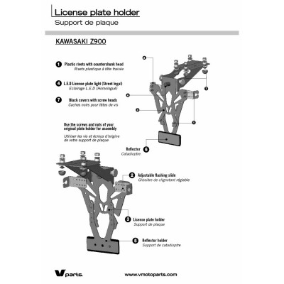 Support de plaque V PARTS noir Kawasaki Z900