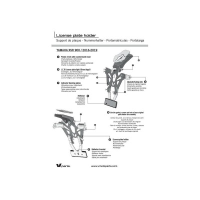 Support de plaque V PARTS noir Yamaha XSR 900