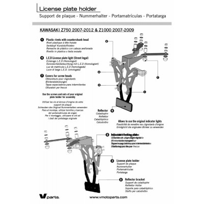 Support de plaque V PARTS noir Kawasaki Z750