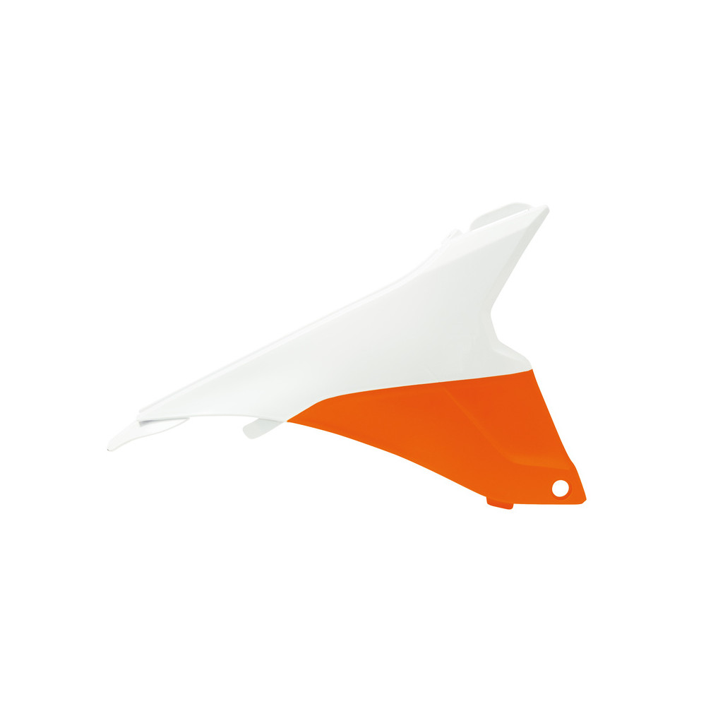 Cache boite à air gauche RACETECH orange/blanc KTM SX85