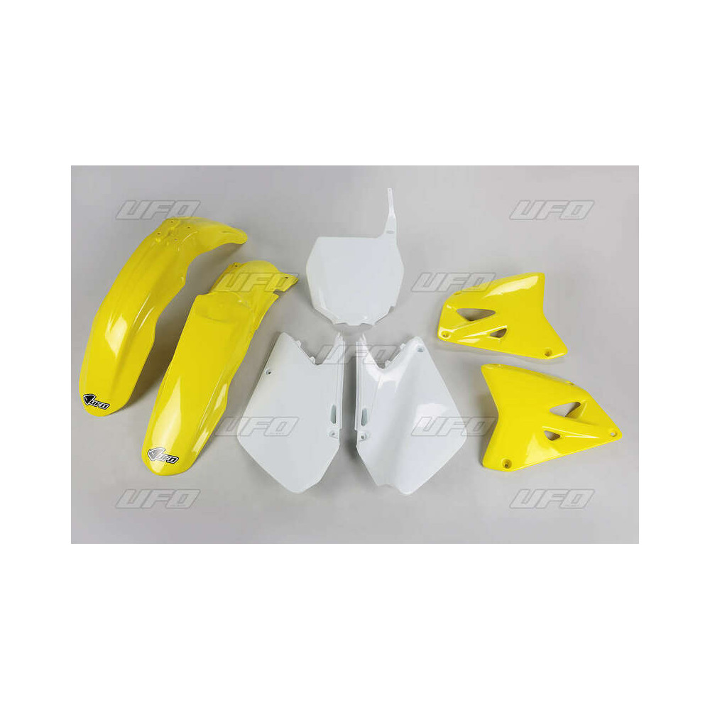 Kit plastique UFO couleur origine jaune/blanc Suzuki RM125/250