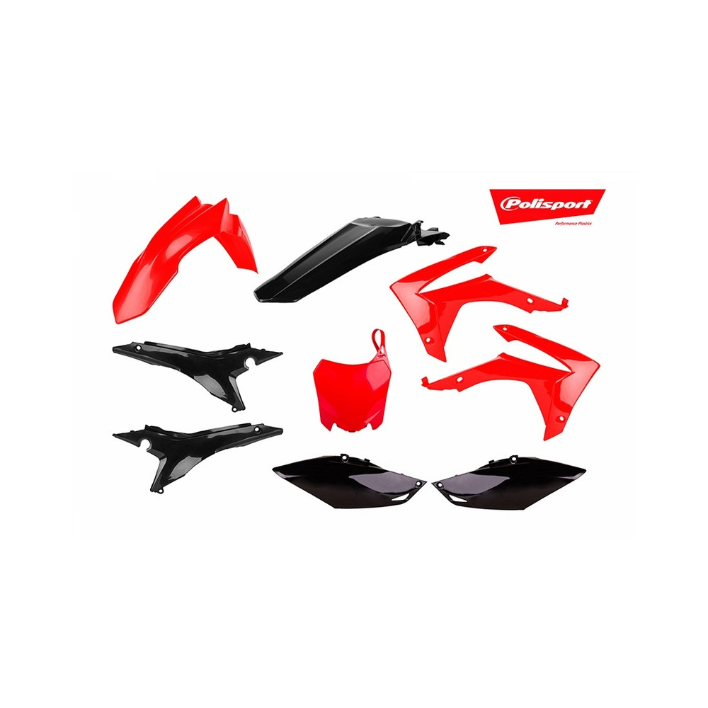 Kit plastiques POLISPORT rouge/noir Honda CRF250/450R