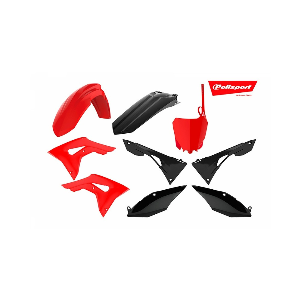 Kit plastiques POLISPORT rouge/noir Honda CRF250/450R