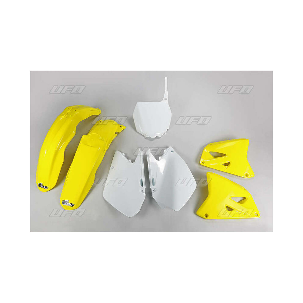 Kit plastique UFO couleur origine jaune/blanc Suzuki RM125/250