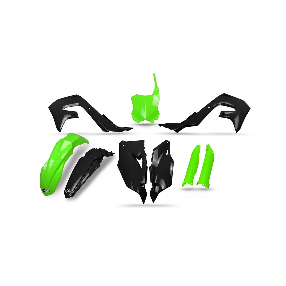 Kit plastiques UFO noir/vert fluo - Kawasaki