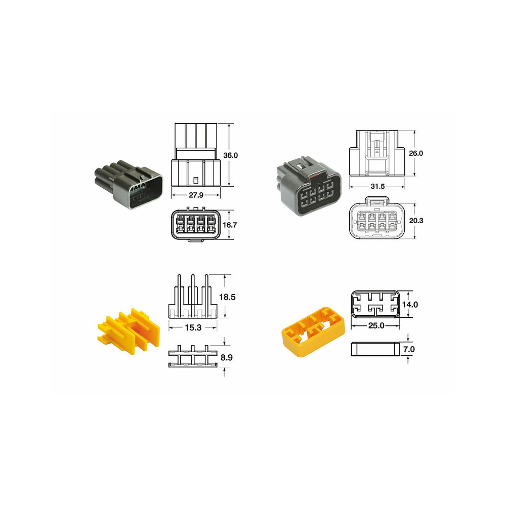 Jeu de connectiques 8 voies Série 090 FRKW BIHR type origine - 5 jeux complets