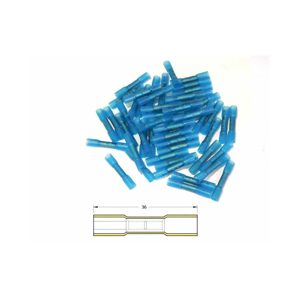 Bout à bout à sertir thermo-rétractable BIHR Ø1,5/2,5mm² - 50pcs transparent bleu