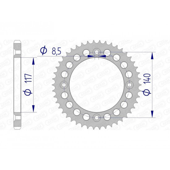 Couronne AFAM aluminium Ultra-Light anodisé dur 13108 - 428