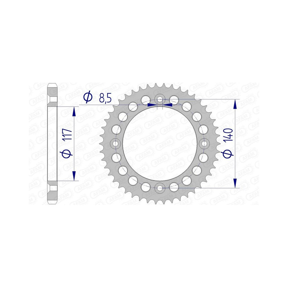 Couronne AFAM aluminium Ultra-Light anodisé dur 13108 - 428