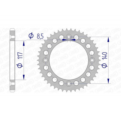 Couronne AFAM aluminium Ultra-Light anodisé dur 13108 - 428