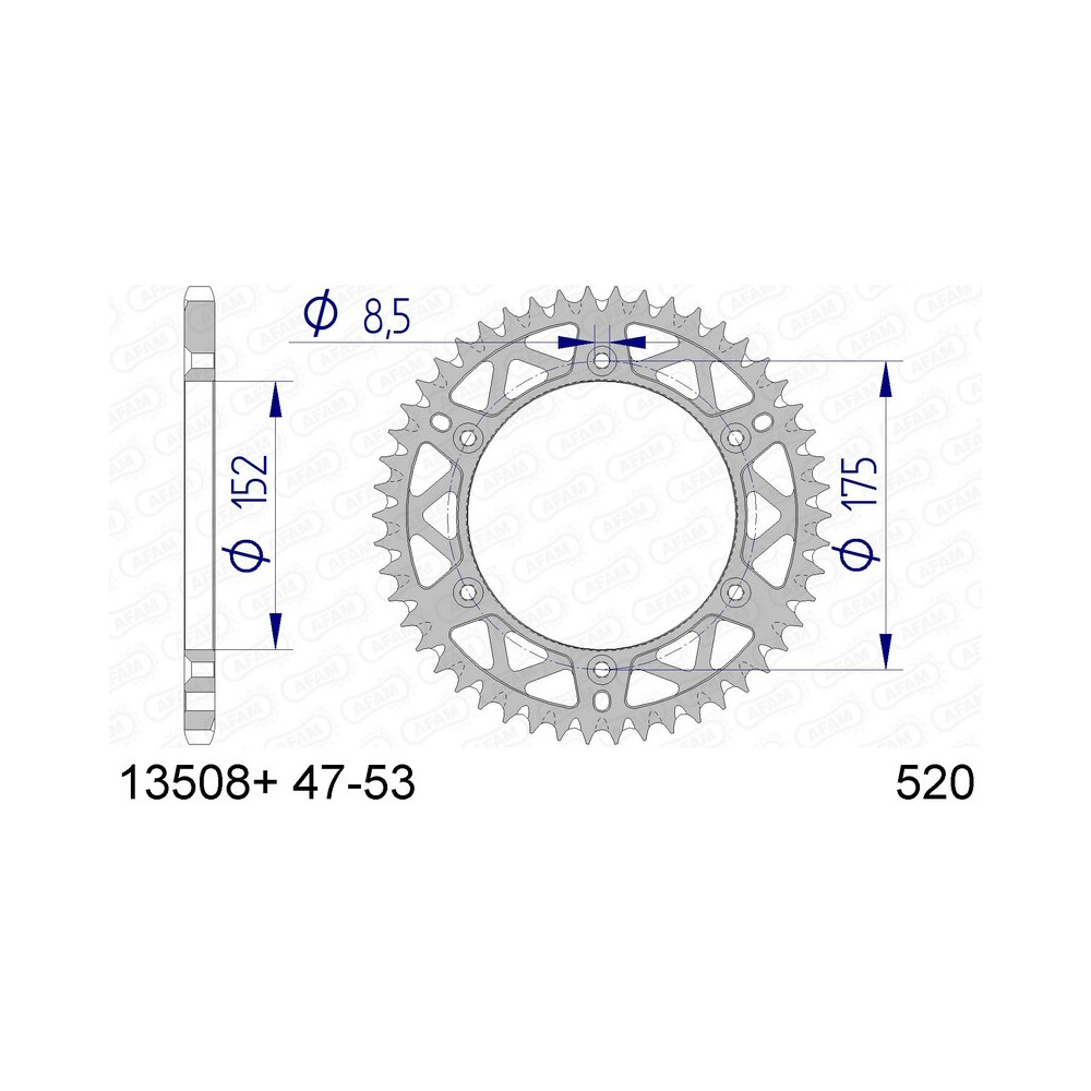 Couronne AFAM aluminium Ultra-Light anti-boue 13508 - 520