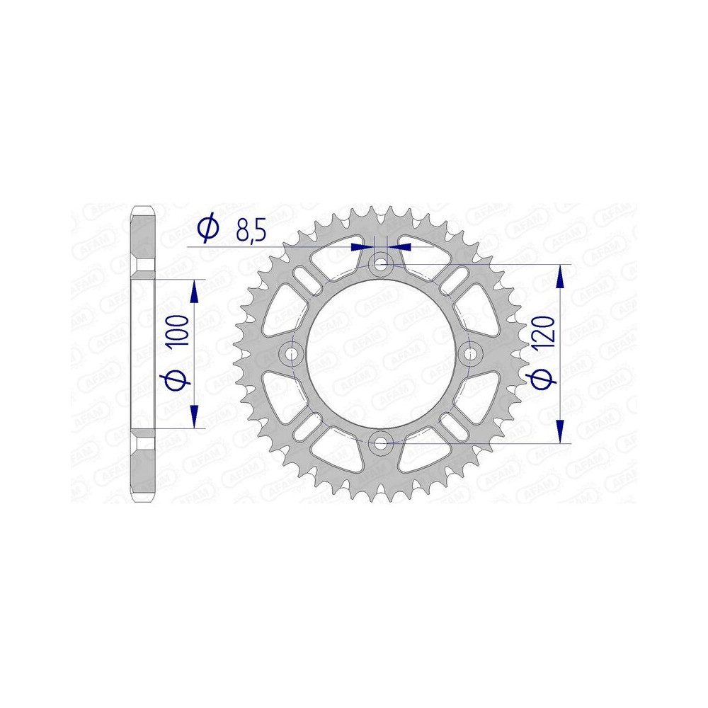 Couronne AFAM aluminium Ultra-Light anti-boue 15104 - 428