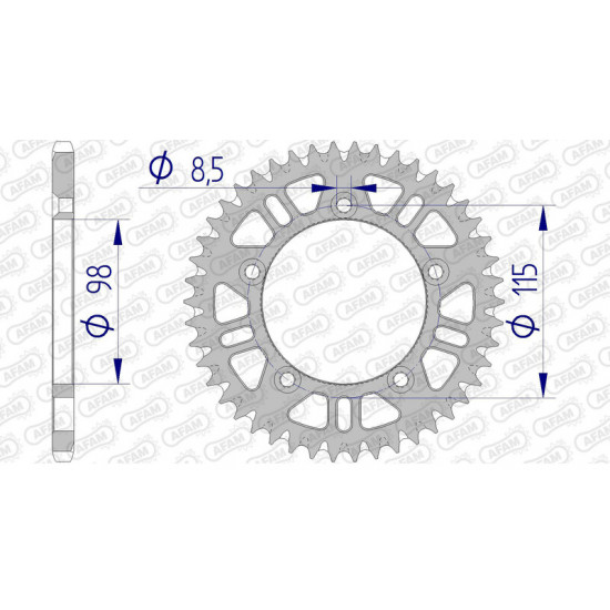 Couronne AFAM aluminium Ultra-Light anti-boue 72101 - 420