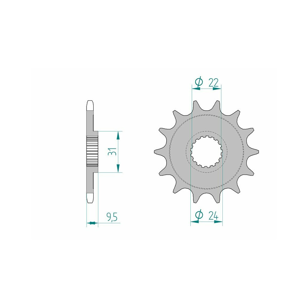 Pignon AFAM acier anti-boue 22406 - 520