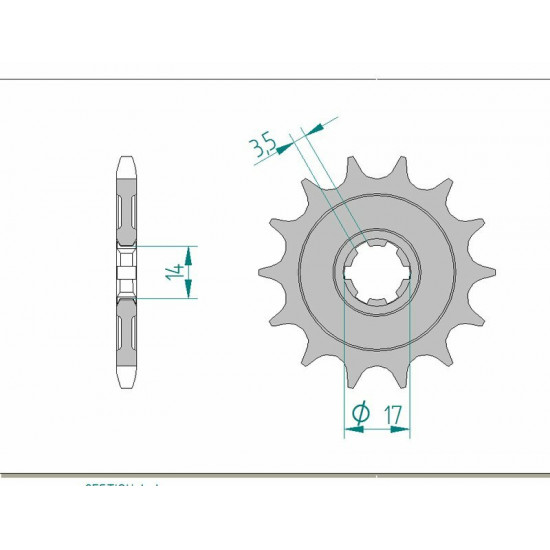 Pignon AFAM acier standard 24203 - 428