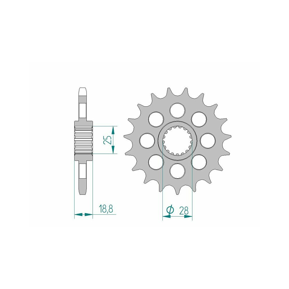 Pignon AFAM acier standard 61602 - 525