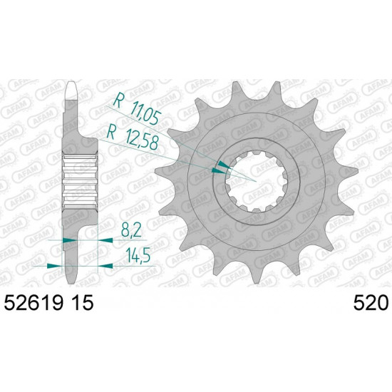 Pignon AFAM acier standard 52619 - 520