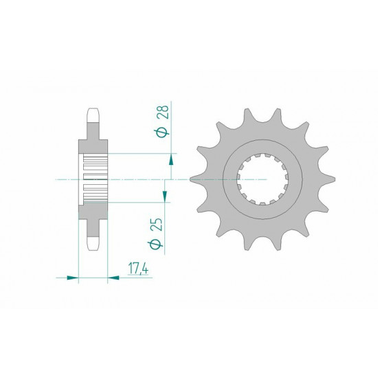 Pignon AFAM acier standard 91800 - 525