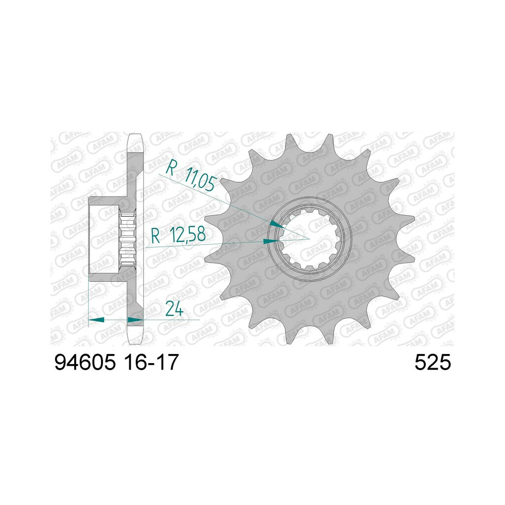 Pignon AFAM acier standard 94605 - 525