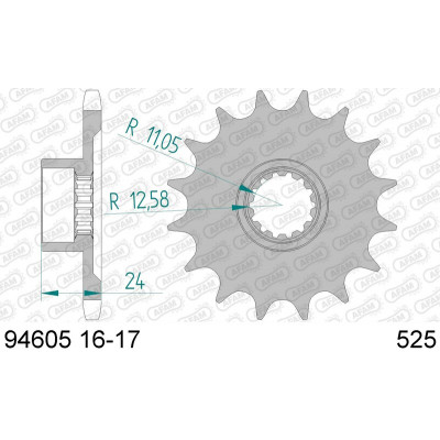 Pignon AFAM acier standard 94605 - 525