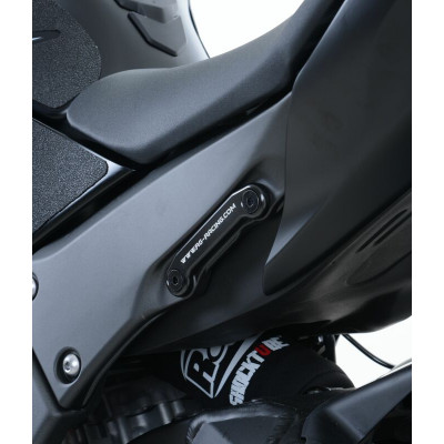 Cache-orifice R&G RACING pour repose-pied arrière-gauche alu noir Kawasaki ZX-10R