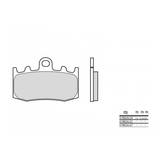 Plaquettes de frein BREMBO route métal fritté - 07BB26LA