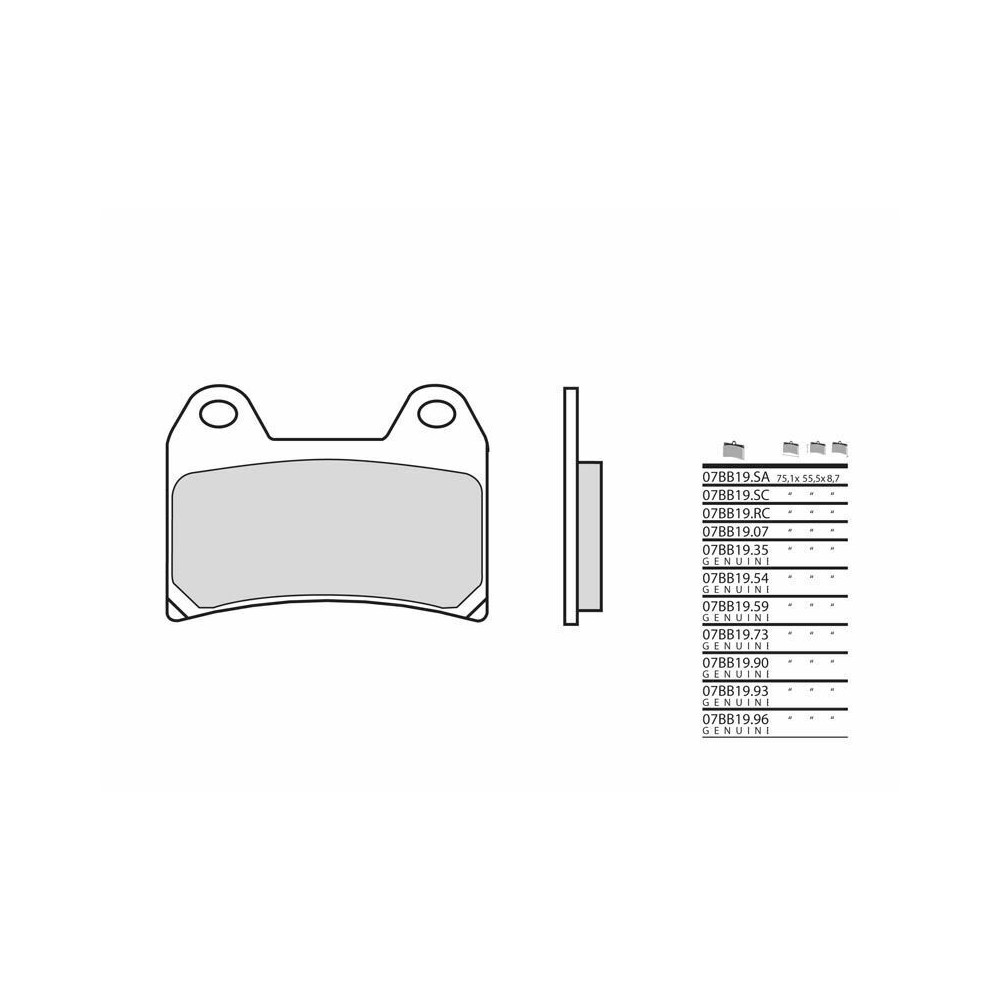 Plaquettes de frein BREMBO route métal fritté - 07BB19SA