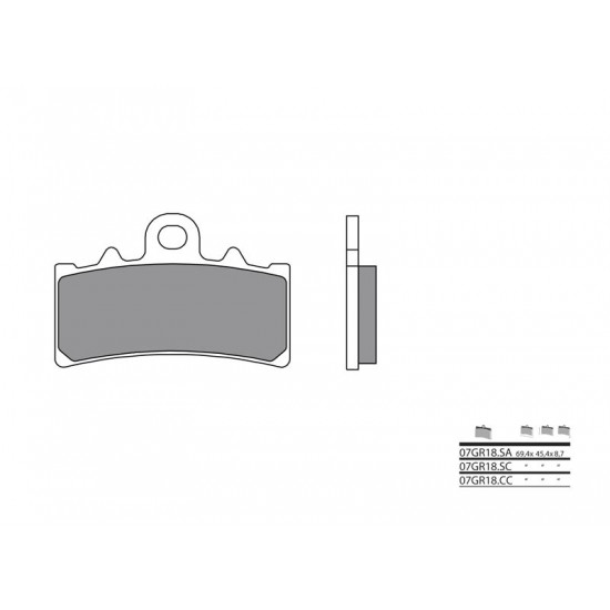 Plaquettes de frein BREMBO route métal fritté - 07GR18SA