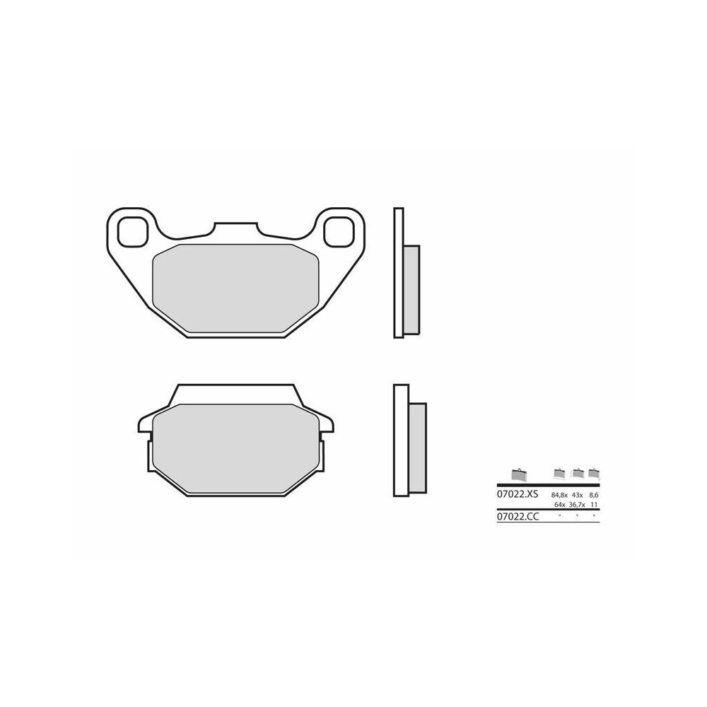 Plaquettes de frein BREMBO Scooter métal fritté - 07022XS