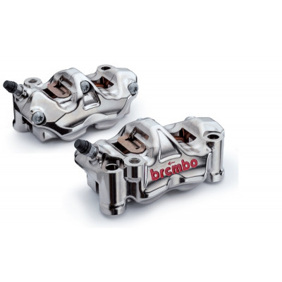 Paire étriers BREMBO UPGRADE GP4RX (usinés CNC nickelé) - 108mm (avec plaquettes)