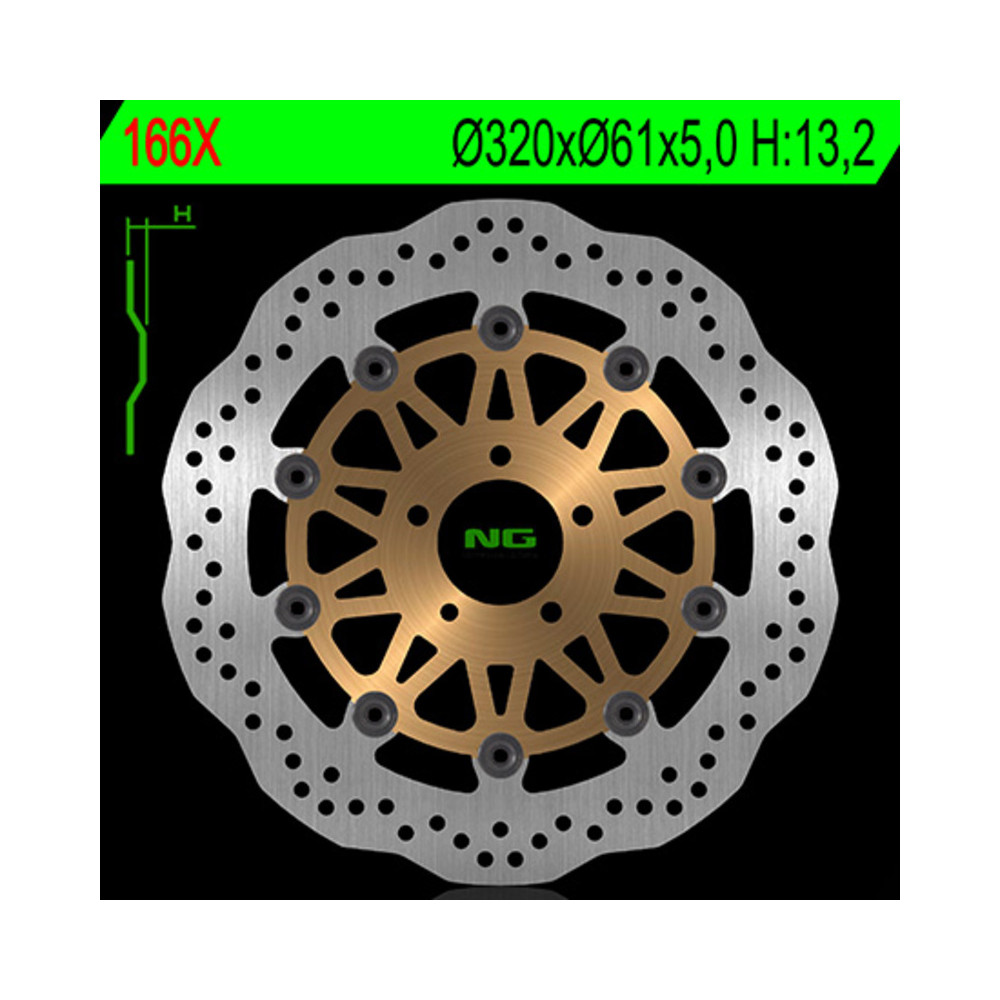 Disque de frein NG BRAKES pétale flottant - 166X