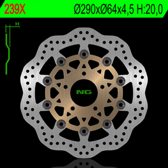 Disque de frein NG BRAKES pétale flottant - 239X