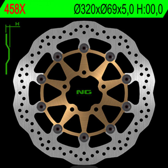 Disque de frein NG BRAKES pétale flottant - 458X