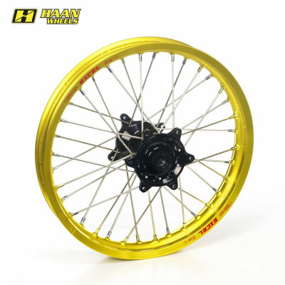 Roue arrière complète HAAN WHEELS 16x1,85x32T jante jaune/moyeu noir/rayons argent/têtes de rayons argent