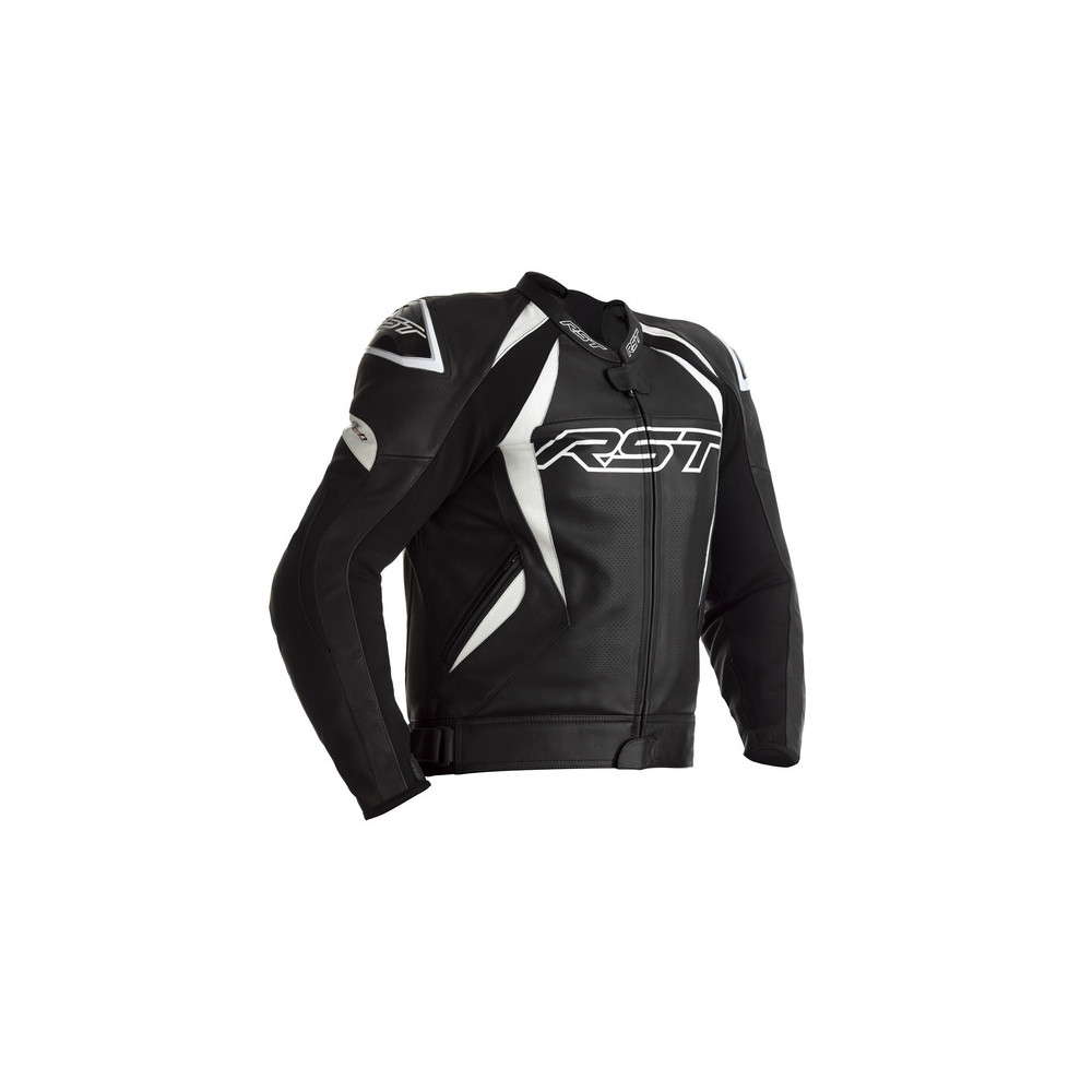 Blouson RST Tractech EVO 4 cuir - noir bandes blanches taille M