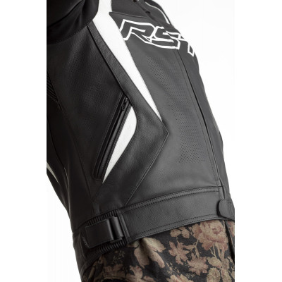 Blouson RST Tractech EVO 4 cuir - noir bandes blanches taille M