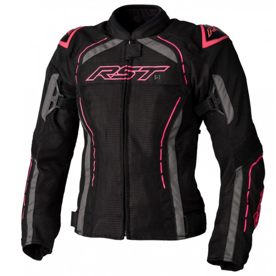 Veste femme RST S1 Mesh CE textile - noir/rose fluo taille M