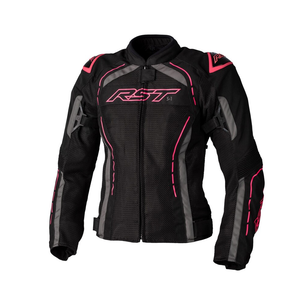 Veste femme RST S1 Mesh CE textile - noir/rose fluo taille M