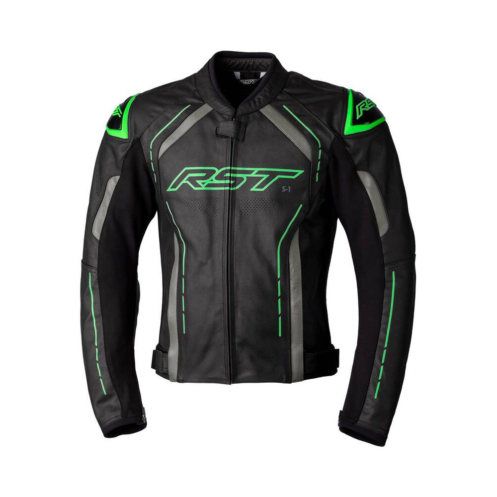 Veste RST S1 CE cuir - noir/gris/vert fluo taille S