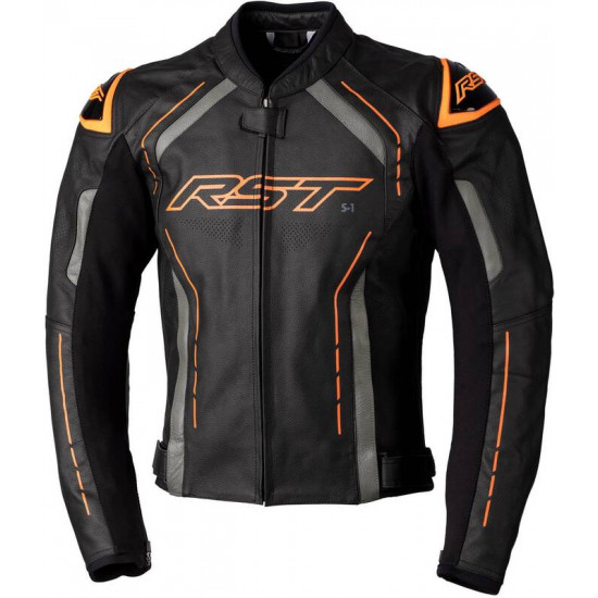 Veste RST S1 CE cuir - noir/gris/orange fluo taille S