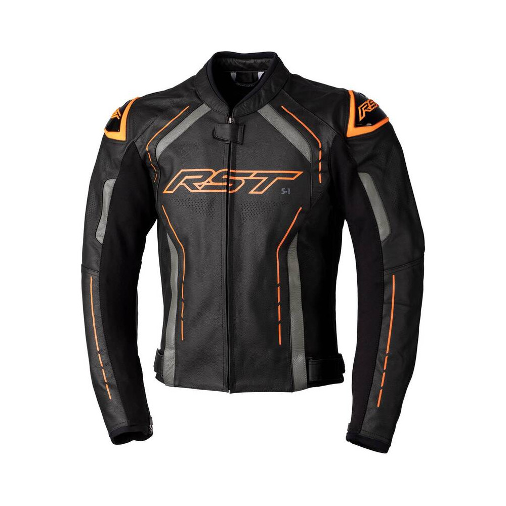 Veste RST S1 CE cuir - noir/gris/orange fluo taille S