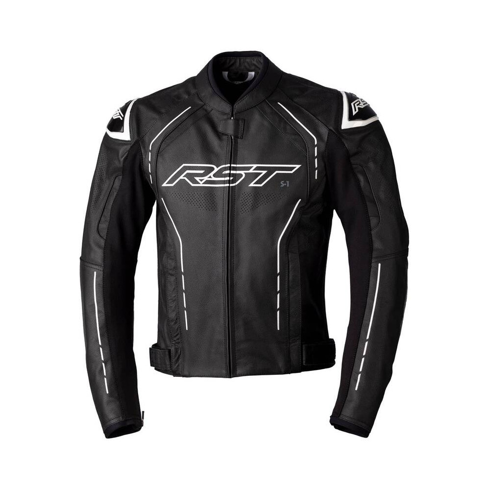 Veste RST S1 CE cuir - noir/noir/blanc taille S